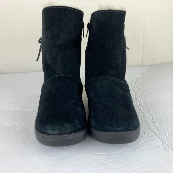 Koolaburra By UGG Womens Sz 6 Shazi Black Suede Shearling Mid Calf Boots - Picture 7 of 14
